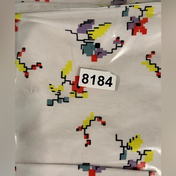 Obey Women’s Size 27 White Carpenter Cotton Pants with 8-Bit Floral Print Bug - Picture 13 of 13